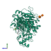 PDB entry 5ih7 coloured by chain, side view.