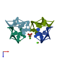 PDB entry 5ihd coloured by chain, top view.