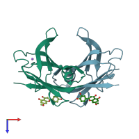 PDB entry 5ihh coloured by chain, top view.