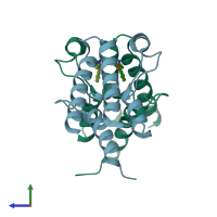 PDB entry 5ii1 coloured by chain, side view.