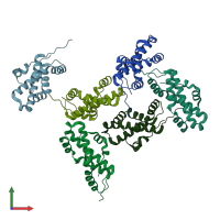 PDB entry 5ii9 coloured by chain, front view.
