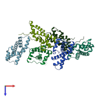 PDB entry 5ii9 coloured by chain, top view.