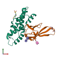 PDB entry 5iib coloured by chain, front view.