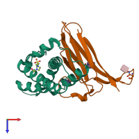 PDB entry 5iib coloured by chain, top view.