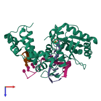 PDB entry 5iil coloured by chain, top view.