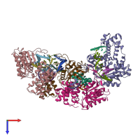 PDB entry 5iio coloured by chain, top view.