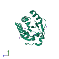 PDB entry 5iiz coloured by chain, side view.