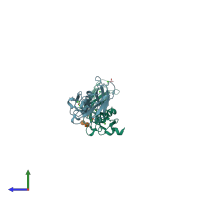 PDB entry 5ij1 coloured by chain, side view.