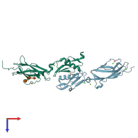 PDB entry 5ij1 coloured by chain, top view.