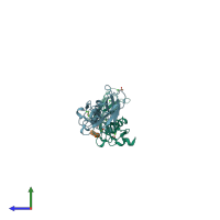 PDB entry 5ij2 coloured by chain, side view.