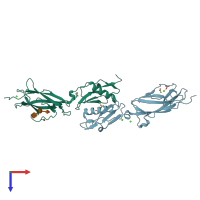 PDB entry 5ij3 coloured by chain, top view.