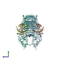 PDB entry 5ijc coloured by chain, side view.