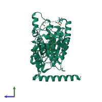 PDB entry 5ijx coloured by chain, side view.