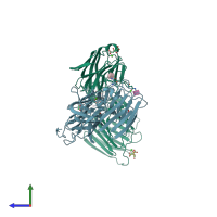 PDB entry 5ik7 coloured by chain, side view.