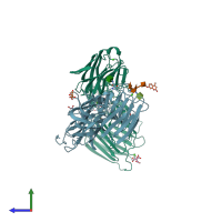 PDB entry 5ik8 coloured by chain, side view.