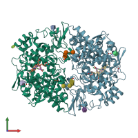 PDB entry 5ikq coloured by chain, front view.
