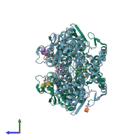 PDB entry 5ikt coloured by chain, side view.