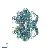 PDB entry 5ikv coloured by chain, side view.