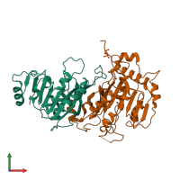 PDB entry 5il0 coloured by chain, front view.