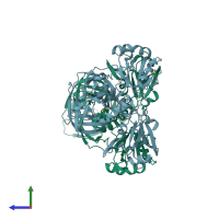 PDB entry 5il9 coloured by chain, side view.