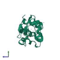 Lysozyme C in PDB entry 5ilf, assembly 1, side view.