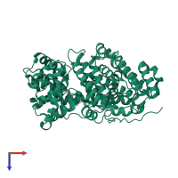 PDB entry 5ilk coloured by chain, top view.