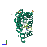 PDB entry 5ilm coloured by chain, side view.