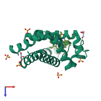 PDB entry 5ilm coloured by chain, top view.