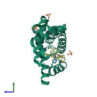 PDB entry 5ilp coloured by chain, side view.