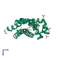 PDB entry 5ilp coloured by chain, top view.