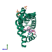 PDB entry 5ilr coloured by chain, side view.