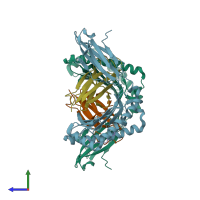 PDB entry 5im7 coloured by chain, side view.