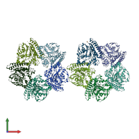 PDB entry 5img coloured by chain, front view.