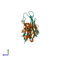 PDB entry 5iml coloured by chain, side view.