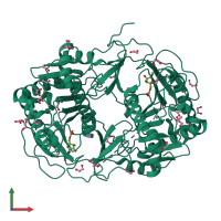 Homo dimeric assembly 1 of PDB entry 5in3 coloured by chemically distinct molecules, front view.