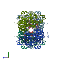 PDB entry 5in5 coloured by chain, side view.