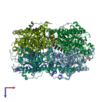 PDB entry 5inf coloured by chain, top view.