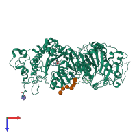 PDB entry 5inh coloured by chain, top view.