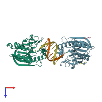 PDB entry 5inl coloured by chain, top view.