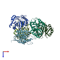 PDB entry 5inm coloured by chain, top view.