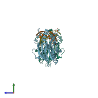 PDB entry 5ino coloured by chain, side view.