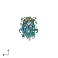 PDB entry 5inp coloured by chain, side view.