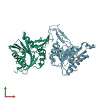 PDB entry 5int coloured by chain, front view.