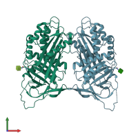 PDB entry 5io1 coloured by chain, front view.