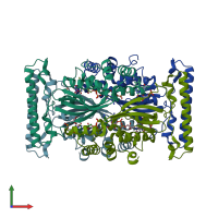 PDB entry 5ios coloured by chain, front view.