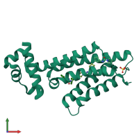 PDB entry 5ioy coloured by chain, front view.