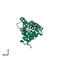 PDB entry 5ioy coloured by chain, side view.