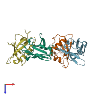 PDB entry 5ip4 coloured by chain, top view.