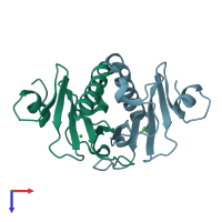 PDB entry 5ipb coloured by chain, top view.