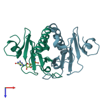 PDB entry 5ipd coloured by chain, top view.